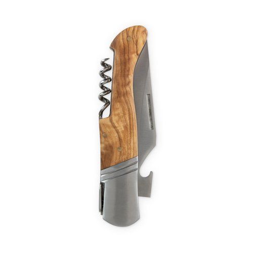 Olive Wood & Stainless Steel Corkscrew Knife